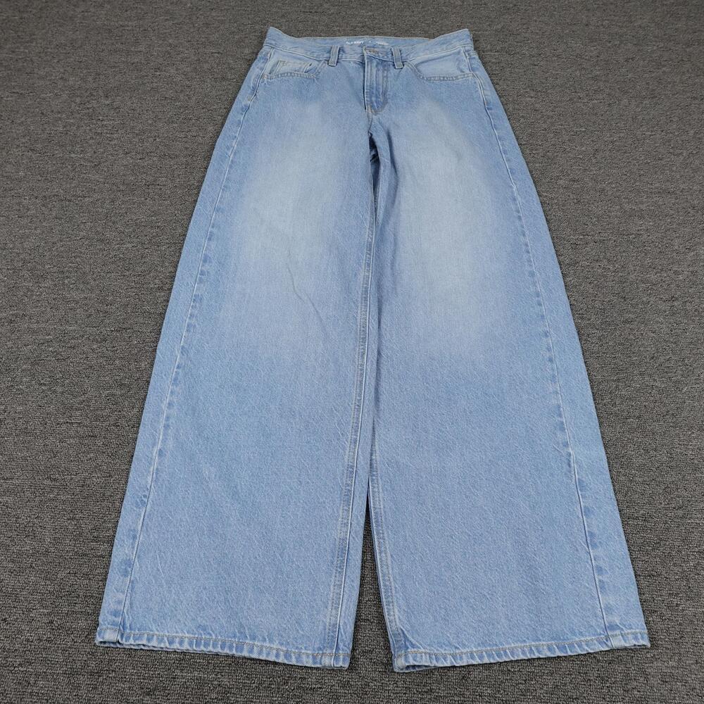 Old Navy Wow Baggy Wide Leg Jeans Womens 0 Blue Light Wash Mid Rise 26x29 Denim
